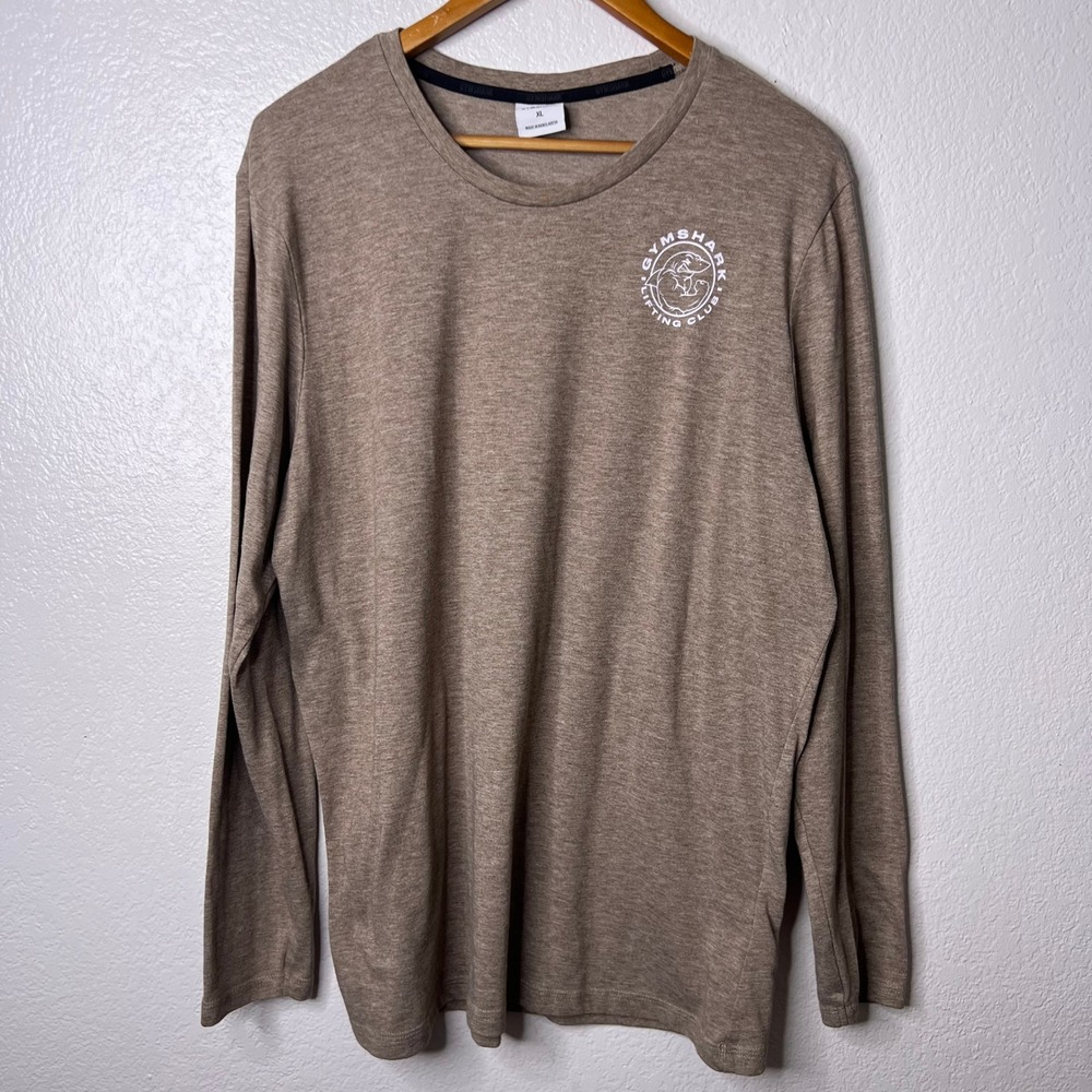Gymshark Legacy Lifting Club Long Sleeve T-Shirt Mens XL Heather Brown A2A1G - Picture 2 of 7